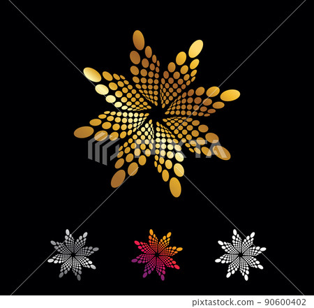 Golden circle and spiral dots vector sign 90600402
