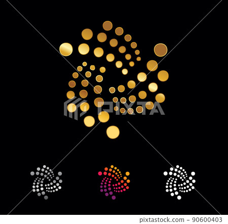 Golden circle and spiral dots vector sign 90600403