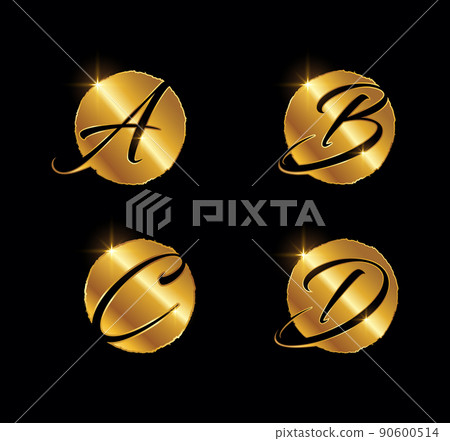 Golden Letter ABCD Monogram Initial Sign 90600514