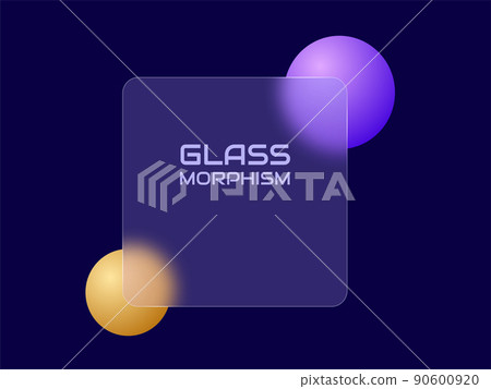 Transparent frame in glass morphism style. Place for your texts. Vector illustration. 90600920