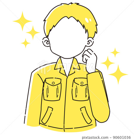 Illustration of a man in work clothes holding a fist Illustration of a man in work clothes holding a fist 90601036