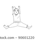 Energetic and cute ninja-style fairy, girl without color 90601220