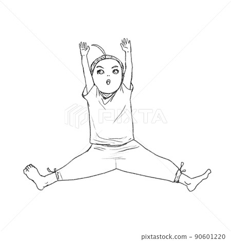 Energetic and cute ninja-style fairy, girl without color Energetic and cute ninja-style fairy, girl without color 90601220