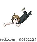 Energetic and cute ninja-style fairy, girl 90601225