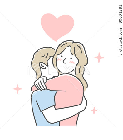 Young men and women hugging each other Upper body vector illustration / joy, happiness, satisfaction, affection Young men and women hugging each other Upper body vector illustration / joy, happiness, satisfaction, affection 90601291