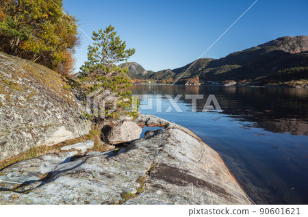 Norwegian landscape photo. Rocky sea coast 90601621