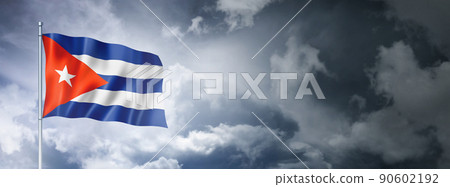 Cuban flag on a cloudy sky 90602192