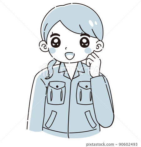 一個穿著工作服的女人做膽量姿勢的插圖 一個穿著工作服的女人做膽量姿勢的插圖 90602493