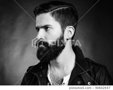Portrait of handsome man with beard and mustache 90602647