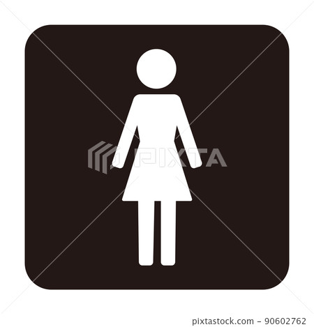 Simple white nuki rounded square icon of the whole body of a standing woman Simple white nuki rounded square icon of the whole body of a standing woman 90602762