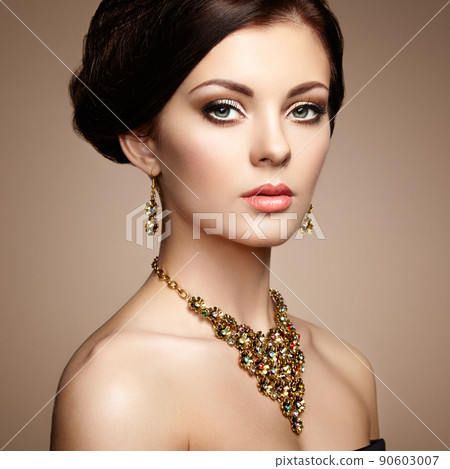 Fashion portrait of elegant woman with magnificent hair Fashion portrait of elegant woman with magnificent hair 90603007