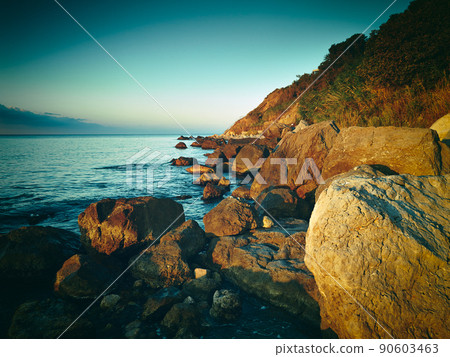 Mountains and sea at sunset. Crimea landscape 90603463
