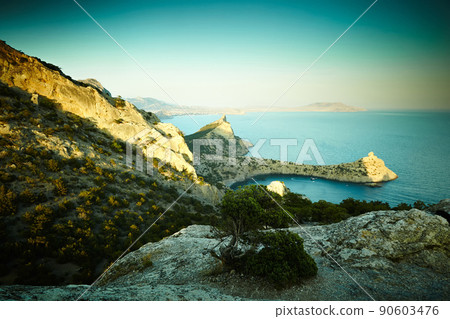 Mountains and sea at sunset. Crimea landscape Mountains and sea at sunset. Crimea landscape 90603476