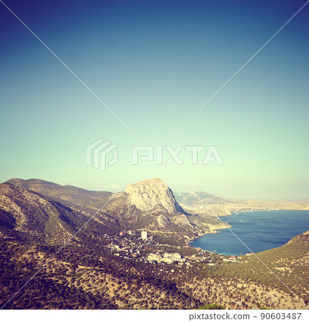 Mountains and sea at sunset. Crimea landscape 90603487