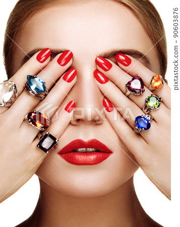 Portrait of beautiful woman with jewelry 90603876