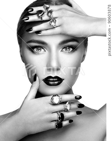 Portrait of beautiful woman with jewelry 90603878