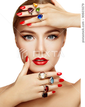 Portrait of beautiful woman with jewelry 90603879