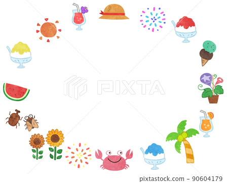 夏季插圖素材/圖像圈框架 90604179