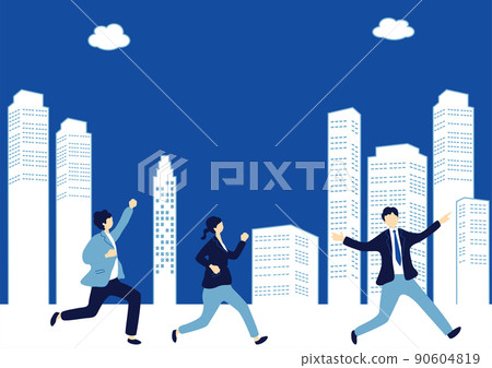 Men and women traveling in the business district Men and women traveling in the business district 90604819