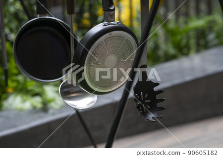 Hanging kitchen camping pot set. Hanging kitchen camping pot set. 90605182
