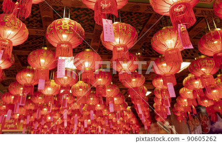 elegant, traditional Chinese red lantern decoration 90605262
