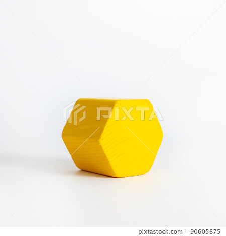 Educational concept. Colorful wooden block geometric figure isolated on white background Educational concept. Colorful wooden block geometric figure isolated on white background 90605875
