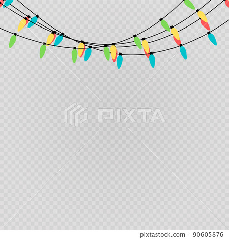 Christmas lights candle-shaped garland. Vector flat Xmas garland. Festive garlands set Christmas lights candle-shaped garland. Vector flat Xmas garland. Festive garlands set 90605876
