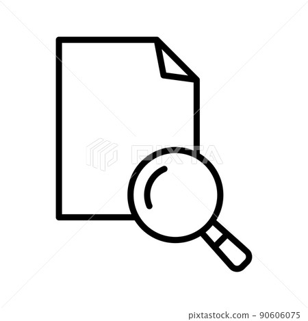 Document finding icon. Document with magnifying glass. Search file. Document finding icon. Document with magnifying glass. Search file. 90606075