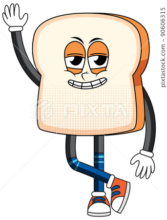 Bread cartoon character on white background Bread cartoon character on white background 90606315