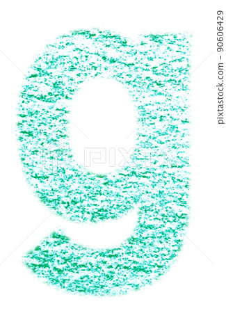 Alphabet drawn with crayon g Lowercase letter Green background White With high resolution path Other colors available 90606429