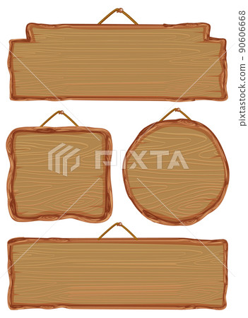Set of different wooden sign boards - Stock Illustration [90606668] - PIXTA