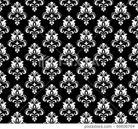 Flower geometric pattern. Seamless vector background. White and black ornament Flower geometric pattern. Seamless vector background. White and black ornament 90606704