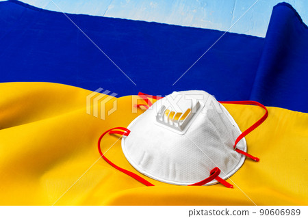 Medical face mask on the flag of Ukraine Medical face mask on the flag of Ukraine 90606989