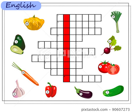 crossword puzzle, an educational game for children about vegetables. vector isolated on a white background 90607273
