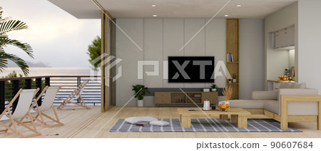 Modern contemporary apartment living room interior design with modern furnitures and balcony Modern contemporary apartment living room interior design with modern furnitures and balcony 90607684