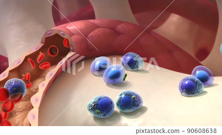 Spread of healthy cell and cancer cell 90608638