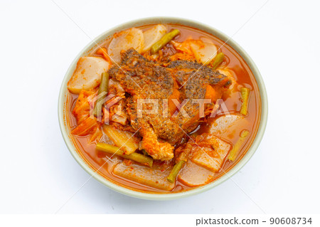 Sour Soup with Tilapia and Mixed Vegetables 90608734
