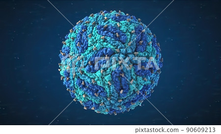 3D illustration of cell and internal structure on black background 90609213