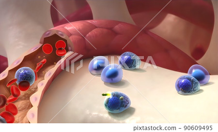 Spread of healthy cell and cancer cell 90609495
