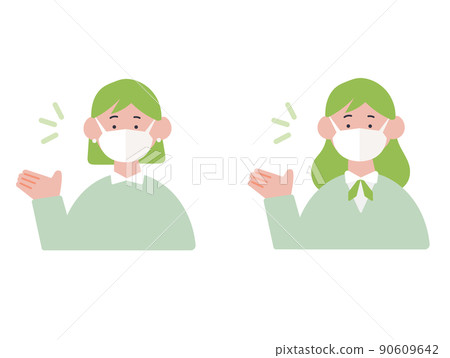 Illustration of a business person wearing a mask to guide 90609642
