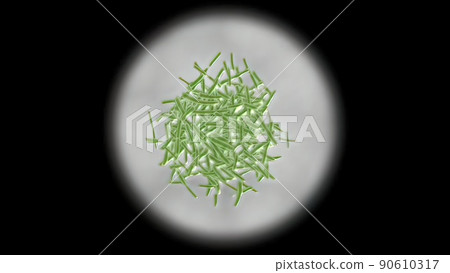 Intestinal villi with bacteria and viruses. 90610317