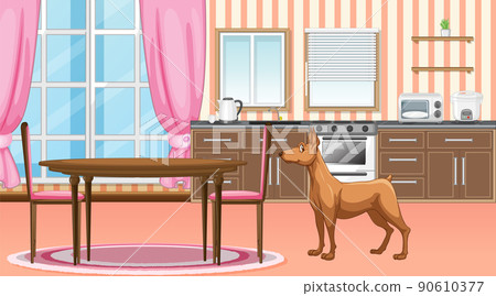 Set of different domestic animals in kitchen 90610377