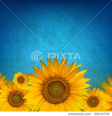 abstract floral background with sunflower on blue - Stock Illustration ...