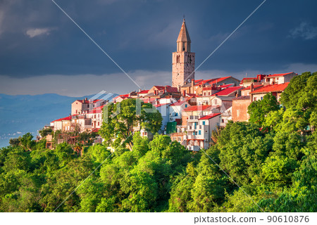 Vrbnik, Croatia - Beautiful village of Krk Island, Adriatic Sea landscape Vrbnik, Croatia - Beautiful village of Krk Island, Adriatic Sea landscape 90610876