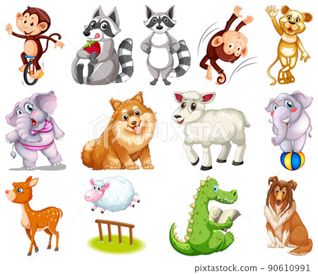 Set of animal cartoon character 90610991