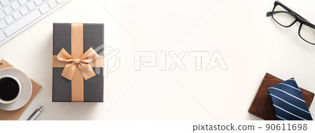 father's day background top view office work gift Father's day 90611698