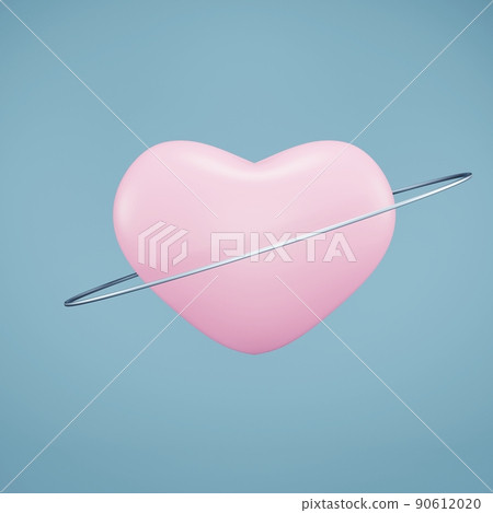 Pink heart against light blue background, 3d...-插圖素材 [90612020] - PIXTA圖庫