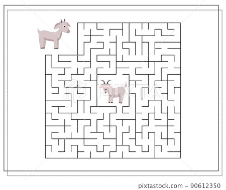 A puzzle game for children, go through the maze. Farm animals are goat and kid A puzzle game for children, go through the maze. Farm animals are goat and kid 90612350