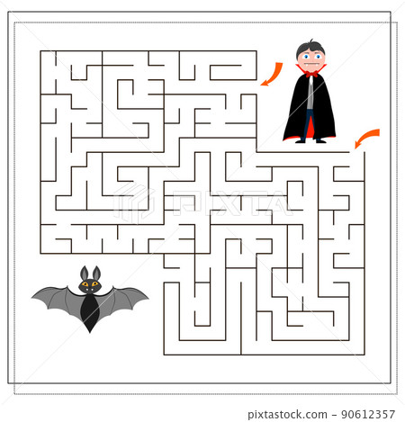 game for kids go through the maze, Dracula and the bat, Halloween game for kids go through the maze, Dracula and the bat, Halloween 90612357