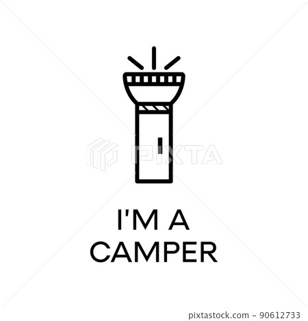 Vector emblem with linear style text and flashlight 90612733